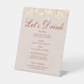 Zeitlose, rustikale Blumenkarte Bar Sockelschild (Vorderseite)