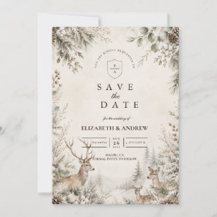 Zeitlose rustikale Winterhochzeit Save The Date