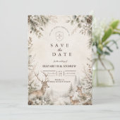 Zeitlose rustikale Winterhochzeit Save The Date (Stehend Vorderseite)