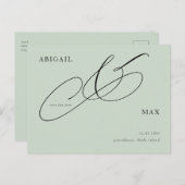 Zeitlose Sage Square Hochzeit Speichern Sie das Da Postkarte (Vorne/Hinten)