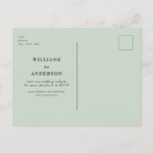 Zeitlose Sage Square Hochzeit Speichern Sie das Da Postkarte (Rückseite)