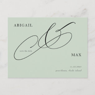 Zeitlose Sage Square Hochzeit Speichern Sie das Da Postkarte