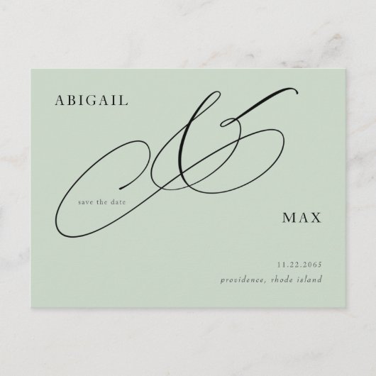 Zeitlose Sage Square Hochzeit Speichern Sie das Da Postkarte (Vorderseite)