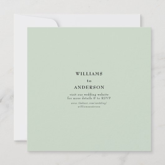Zeitlose Sage Square Hochzeit Speichern Sie das Da Save The Date (Rückseite)