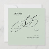 Zeitlose Sage Square Hochzeit Speichern Sie das Da Save The Date (Vorderseite)