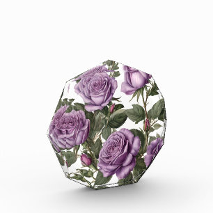 "Zeitlose Schönheit: Lila Vintage Rose der Provinz Fotoblock
