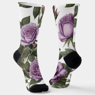 "Zeitlose Schönheit: Lila Vintage Rose der Provinz Socken