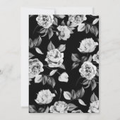 Zeitlose Schwarz-Weiß-Blumen-Hochzeit Einladung (Rückseite)