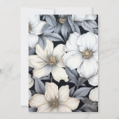 Zeitlose Schwarz-Weiß-Blumenhochzeit Einladung (Rückseite)