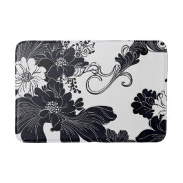 Zeitlose Schwarz-Weiß-Elegante Florals Badematte