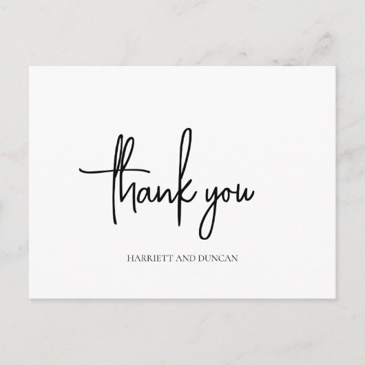 Zeitlose Schwarz-Weiß-Elegante Hochzeit Vielen Dan Postkarte (Vorderseite)