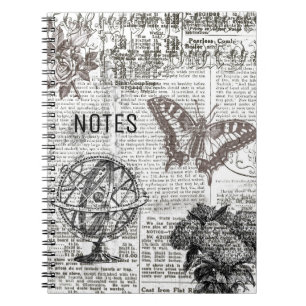 Zeitlose Schwarz-Weiß-Ephemera Notizblock