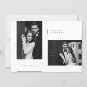 Zeitlose Schwarz-Weiß-Foto-Hochzeit Einladung