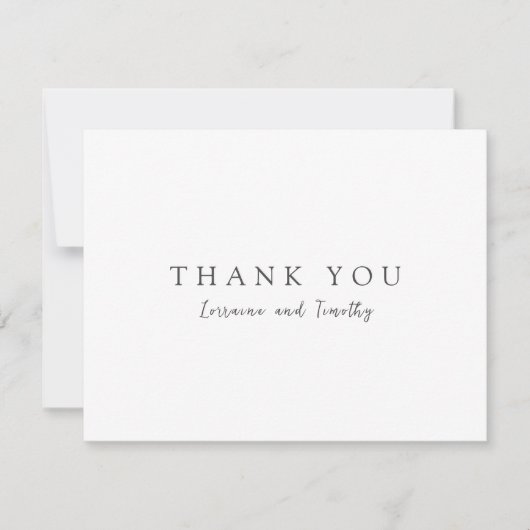 Zeitlose Schwarz-Weiß-Hochzeit Dankeskarte (Vorderseite)