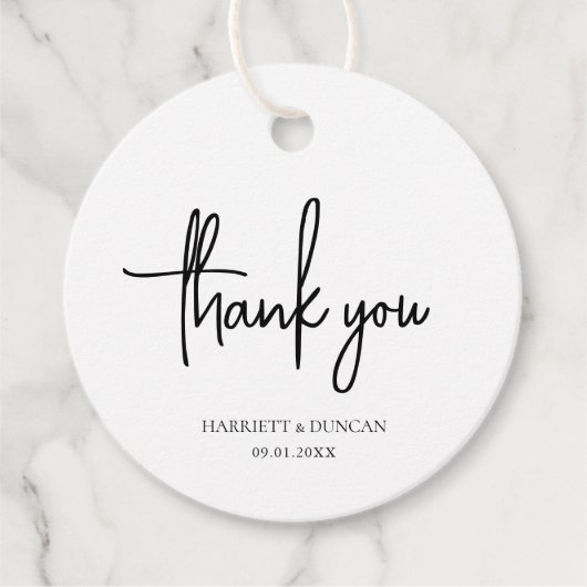 Zeitlose Schwarz-Weiß-Hochzeit Geschenkanhänger (Vorderseite)