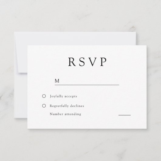 Zeitlose Schwarz-Weiß-Hochzeit RSVP Karte (Vorderseite)