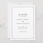Zeitlose Schwarz-Weiß-Hochzeit Save The Date (Vorderseite)