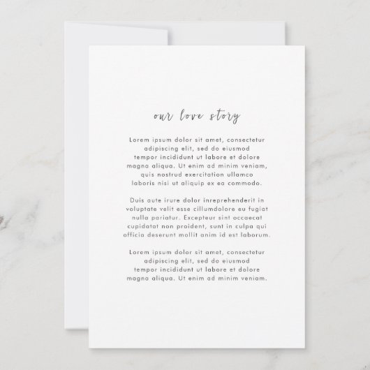 Zeitlose Schwarz-Weiß-Hochzeit Save The Date (Rückseite)