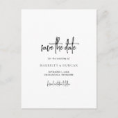 Zeitlose Schwarz-Weiß-Hochzeit speichern Sie das D Ankündigungspostkarte (Vorderseite)