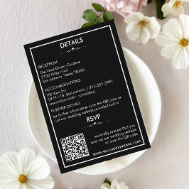 Zeitlose Schwarz-Weiß-Hochzeitdetails/Rsvp-Karte Begleitkarte