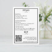 Zeitlose Schwarz-Weiß-Hochzeitdetails/Rsvp-Karte Begleitkarte (Stehend Vorderseite)