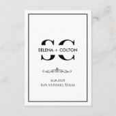 Zeitlose Schwarz-Weiß-Hochzeitdetails/Rsvp-Karte Begleitkarte (Rückseite)