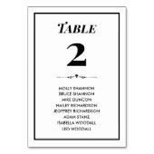 Zeitlose Schwarz-Weiß-Hochzeitskarte Tischnummer (Vorderseite)