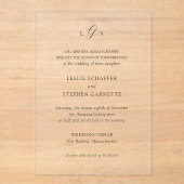 Zeitlose Schwarz-Weiß-Monogramm-Elegante Hochzeit Acryleinladungen (Vorderseite)