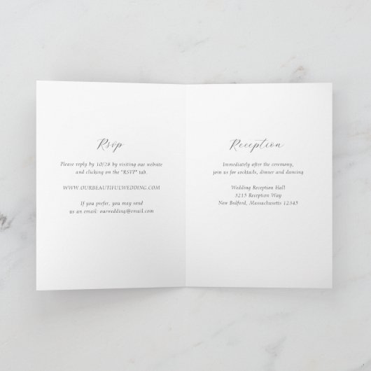 Zeitlose Schwarz-Weiß-Monogramm-Elegante Hochzeit Einladung (Innenseite)