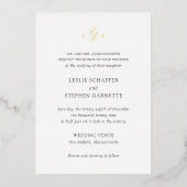 Zeitlose Schwarz-Weiß-Monogramm-Elegante Hochzeit Folieneinladung (Vorderseite)