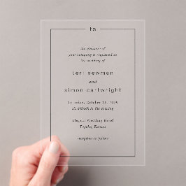 Zeitlose Schwarz-Weiß-Monogramm Moderne Hochzeit Acryleinladungen