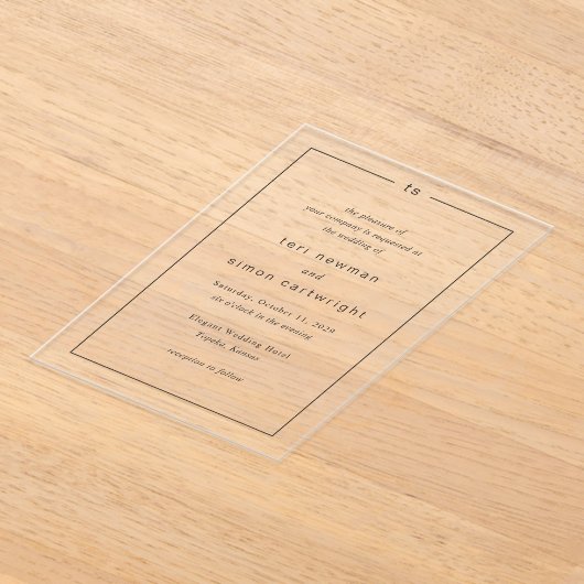 Zeitlose Schwarz-Weiß-Monogramm Moderne Hochzeit Acryleinladungen (Ablage )