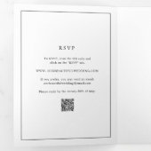 Zeitlose Schwarz-Weiß-QR-Code Elegante Hochzeit Dreifach Gefaltete Einladung (Innen Erste Seite)