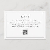 Zeitlose Schwarz-Weiß-QR-Code Elegante Hochzeit RSVP Karte (Vorderseite)