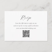 Zeitlose Schwarz-Weiß-QR-Code Elegante Hochzeit RSVP Karte (Vorderseite)
