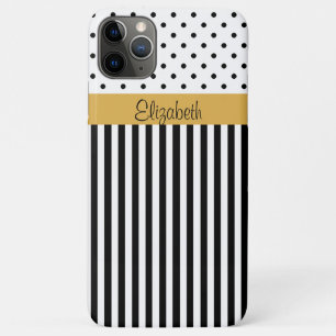 Zeitlose Schwarz-weiße Streifen, Polka Dots Muster iPhone 11 Pro Max Hülle