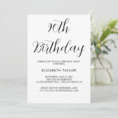Zeitlose schwarze Kalligrafie 90. Geburtstag Einladung (Stehend Vorderseite)