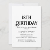 Zeitlose schwarze Kalligraphie 18. Geburtstag Einladung (Vorderseite)