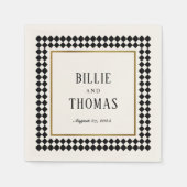 Zeitlose Schwarze Karton-Rahmen-Hochzeit Serviette (Vorderseite)