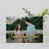 Zeitlose SkriptFOIL-Hochzeit Speichern Sie die Dat Folieneinladung (Stehend vorne)