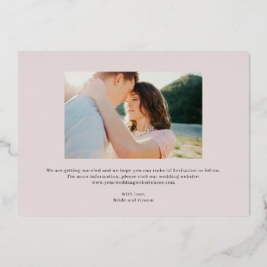 Zeitlose SkriptFOIL-Hochzeit Speichern Sie die Dat Folieneinladung (Rückseite)