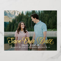 Zeitlose SkriptFOLIE Save the Date Postkarte