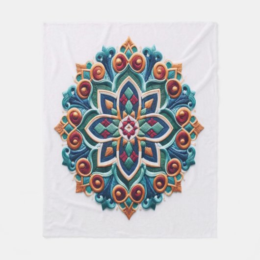 Zeitlose Stickerei #10 Fleecedecke (Vorderseite)