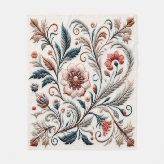 Zeitlose Stickerei #6 Fleecedecke (Vorderseite)