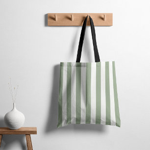 Zeitlose Streifen in Salbeigrün Tasche