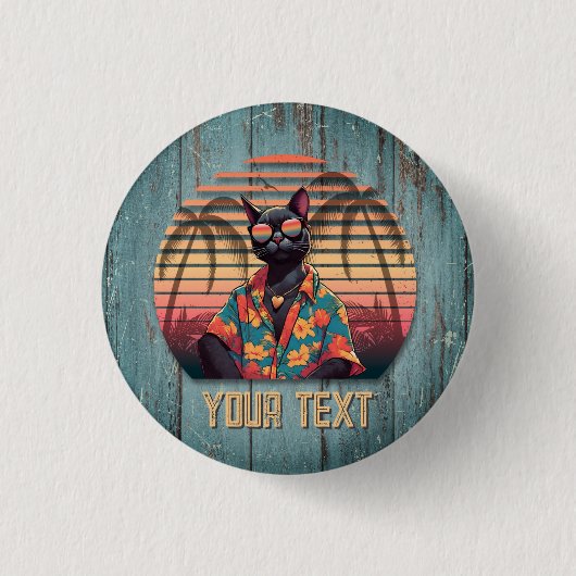 Zeitlose tropische Katzenhöhe Button (Vorderseite)