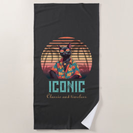 Zeitlose tropische Katzenhöhe Strandtuch