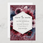 Zeitlose Typografie Burgundy Wedding Save The Date (Vorne/Hinten)