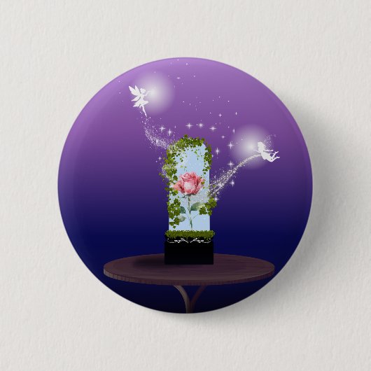 Zeitlose verzauberte Rose Button (Vorderseite)