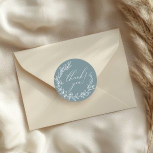 Zeitlose Vintage-Blumen Baby Shower in Blau Runder Aufkleber